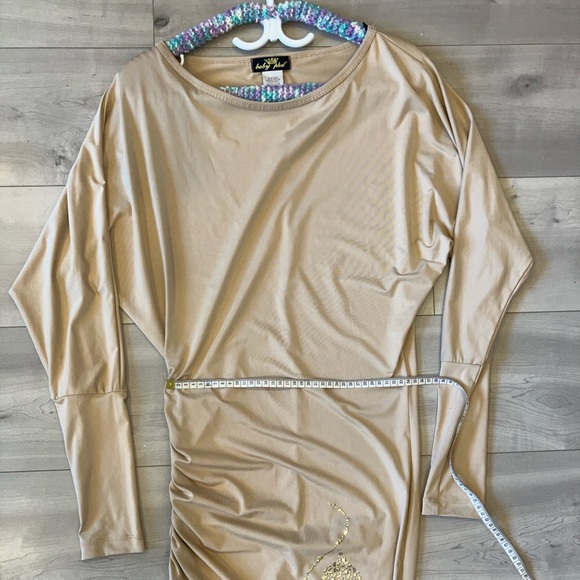 Vintage Iconic Baby Phat Beige Dress with Gold cat in size small - Picture 8 of 11